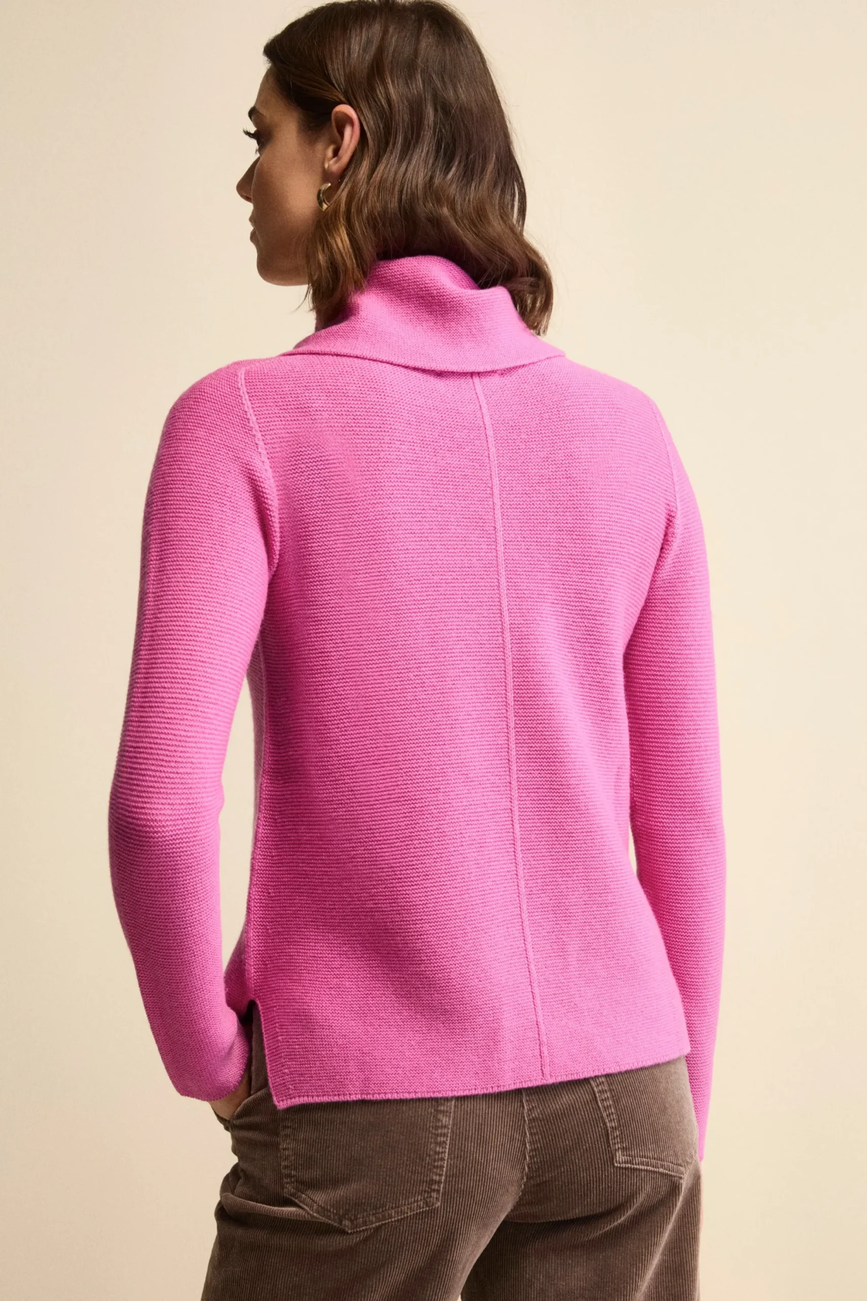 Maglia con Spacchi in Lana Merino - FUXIA