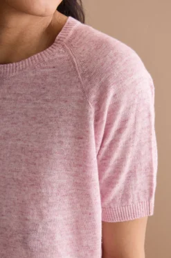 Maglia Cropped Boxy in Misto Lino - ROSA