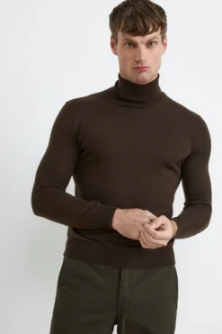 Maglia dolcevita in lana - CUOIO