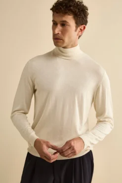 Maglia dolcevita in seta e cashmere - AVORIO