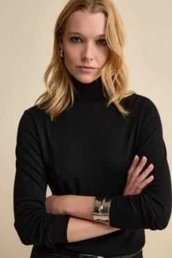 Maglia Dolcevita in Seta e Cashmere Extrafine - NERO