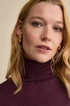 Maglia Dolcevita in Seta e Cashmere Extrafine - MELANZANA