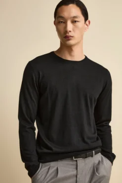 Maglia extrafine in seta e cashmere - NERO