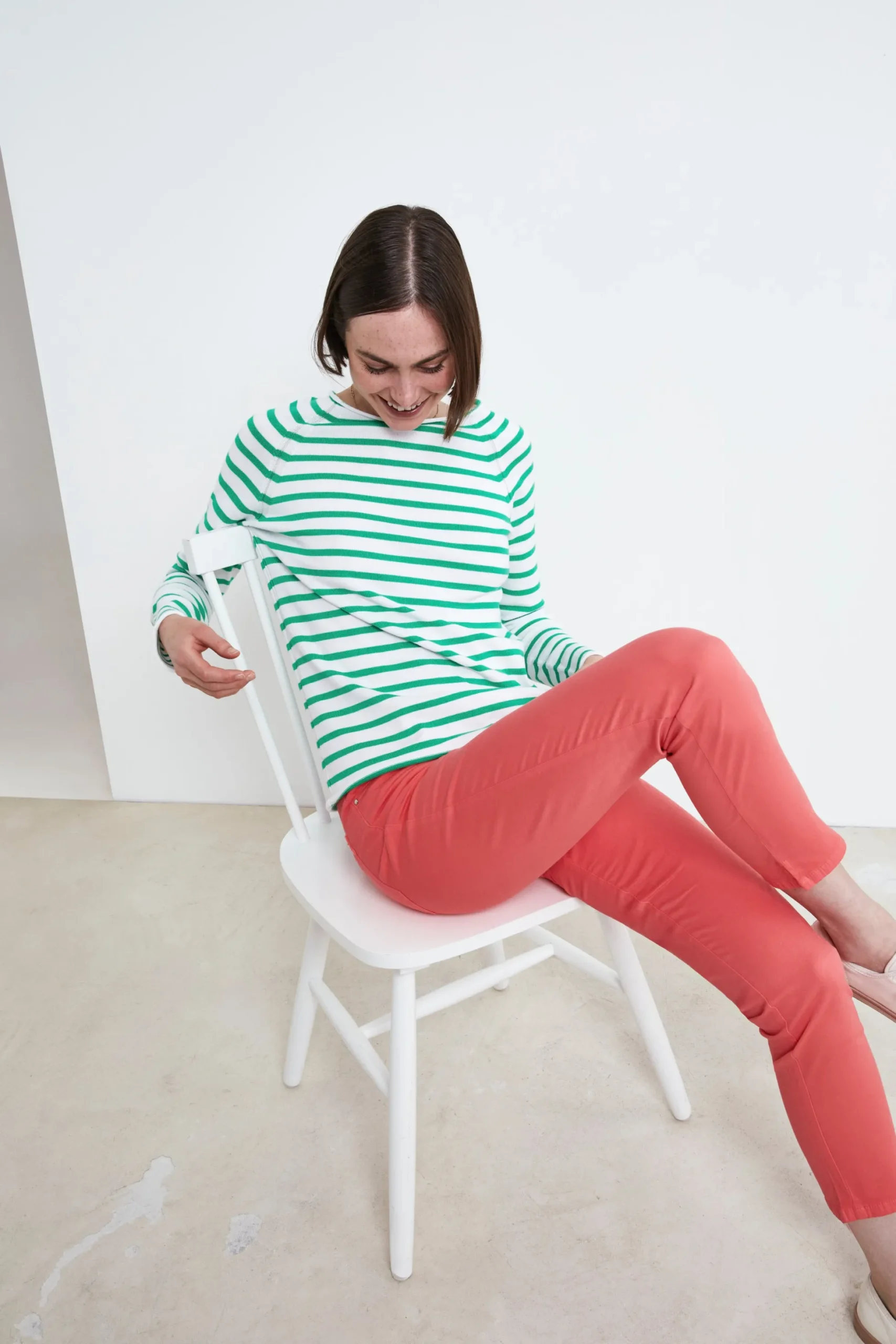 Maglia fantasia in cotone - BIANCO/VERDE