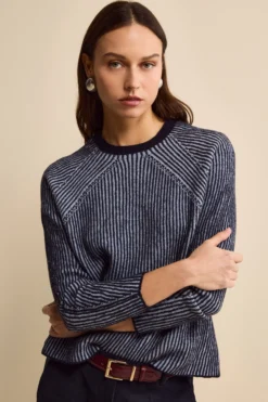 Maglia Fantasia in Lana Merino a Costa Inglese - FANT. BLU