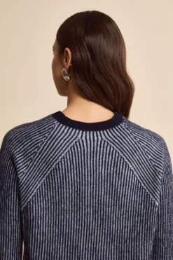 Maglia Fantasia in Lana Merino a Costa Inglese - FANT. BLU