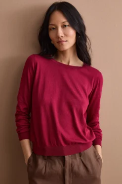 Maglia Girocollo Boxy in Cotone - BORDEAUX