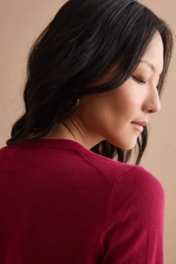 Maglia Girocollo Boxy in Cotone - BORDEAUX
