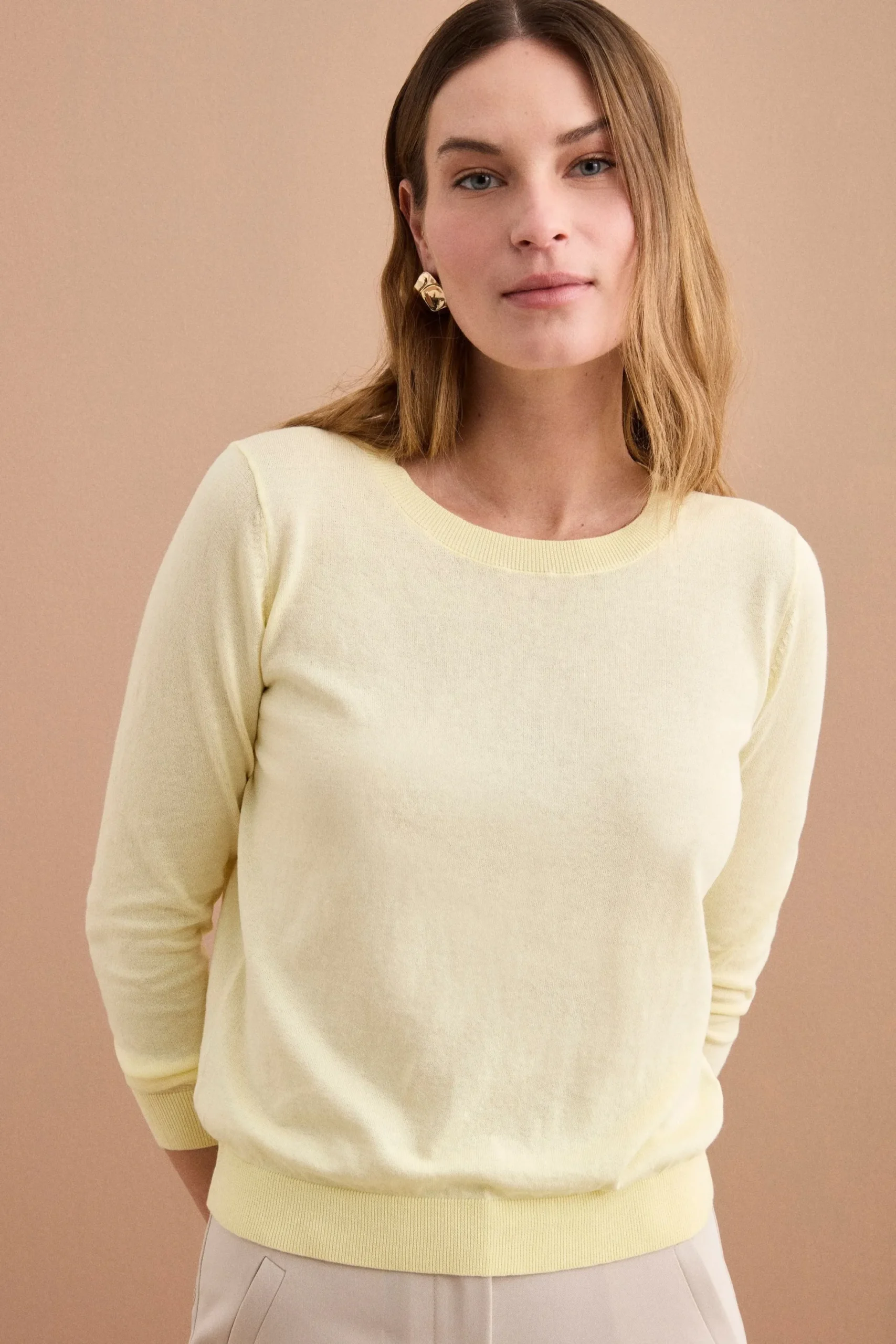 Maglia Girocollo Boxy in Cotone - BURRO
