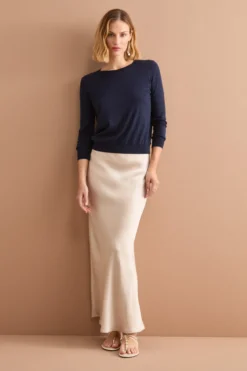 Maglia Girocollo Boxy in Cotone - BLU