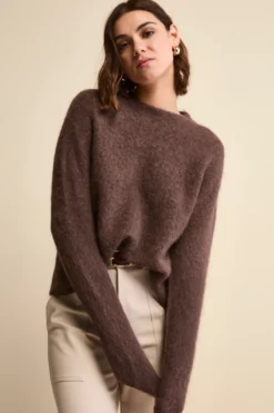 Maglia Girocollo Boxy in Misto Alpaca - T.MORO