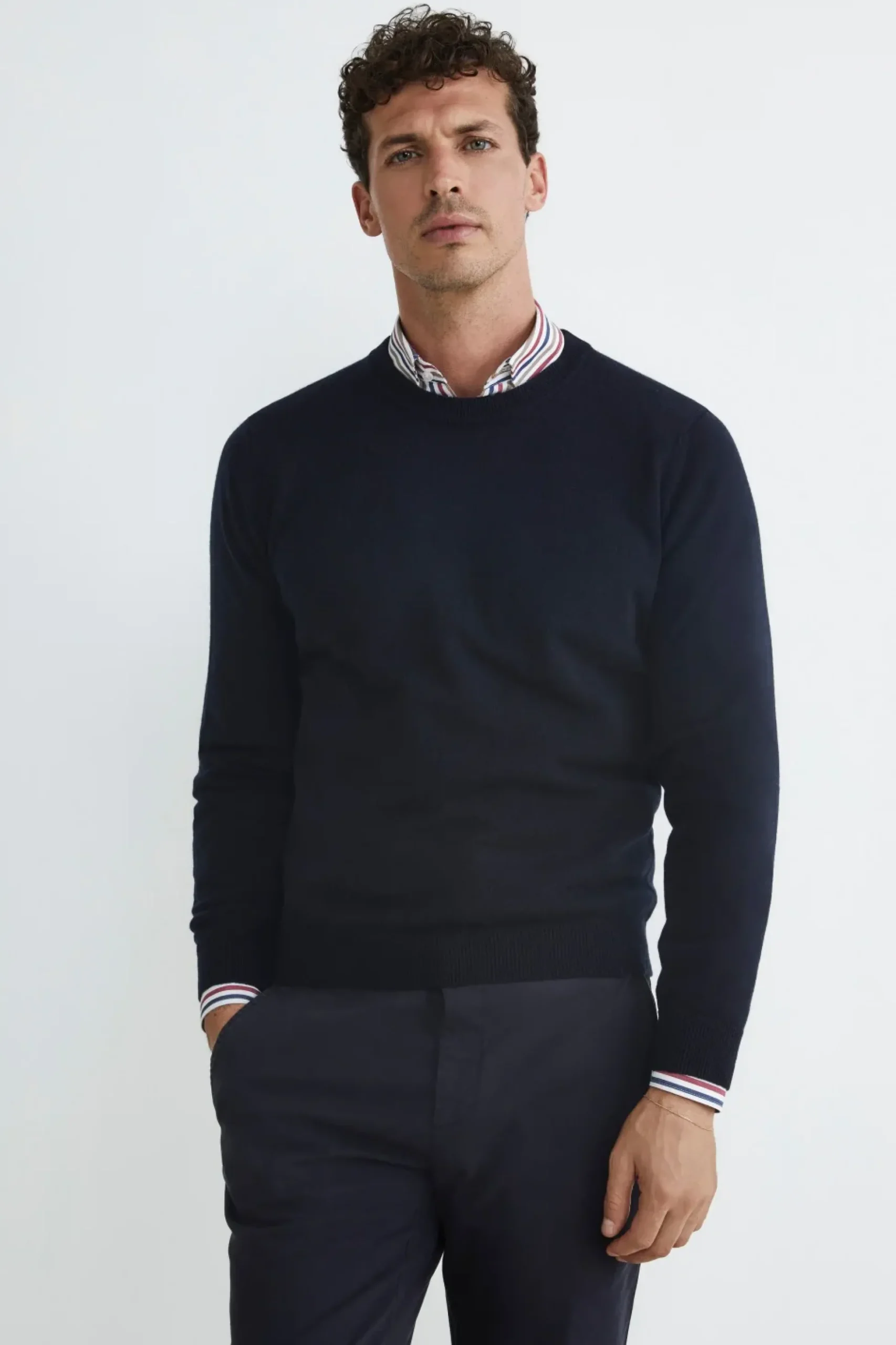 Maglia girocollo in cashmere - BLU