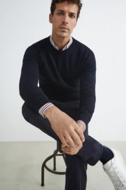 Maglia girocollo in cashmere - BLU