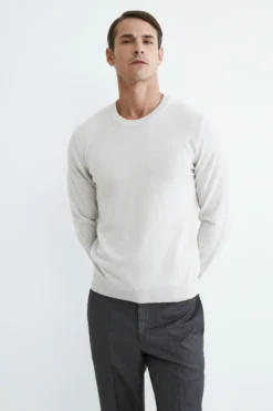 Maglia girocollo in cashmere - BEIGE