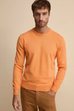 Maglia girocollo in cotone - ARANCIO