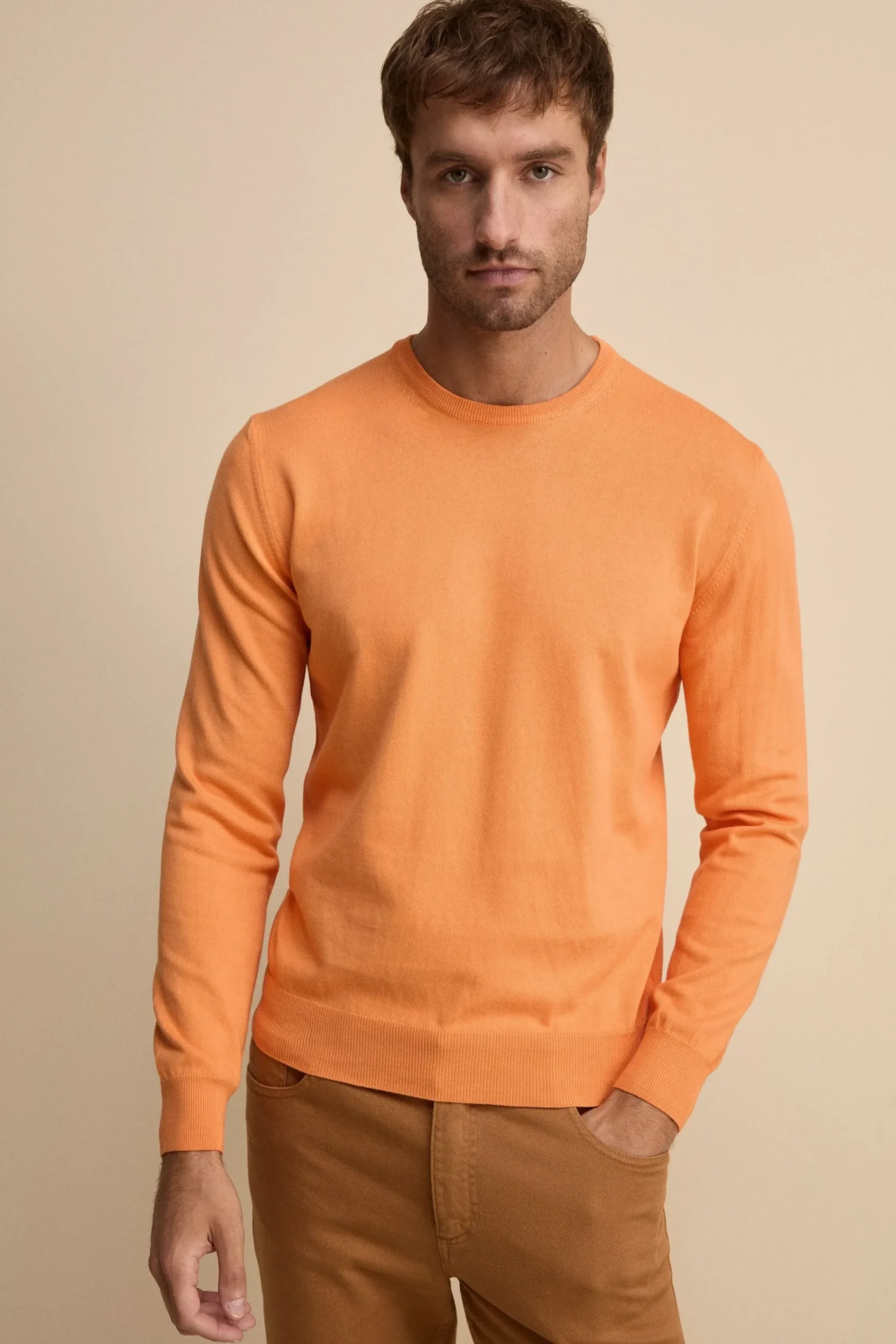 Maglia girocollo in cotone - ARANCIO