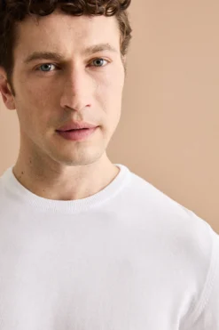 Maglia girocollo in cotone - BIANCO