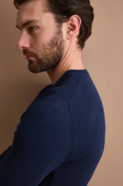 Maglia Girocollo in Cotone Crêpe - BLU
