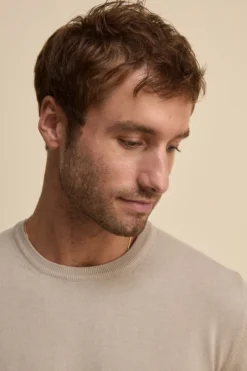 Maglia girocollo in cotone - SABBIA