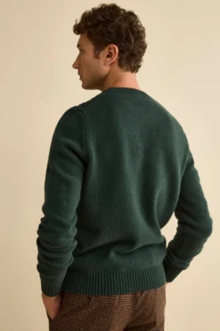 Maglia Girocollo in Lana a Trecce - VERDE
