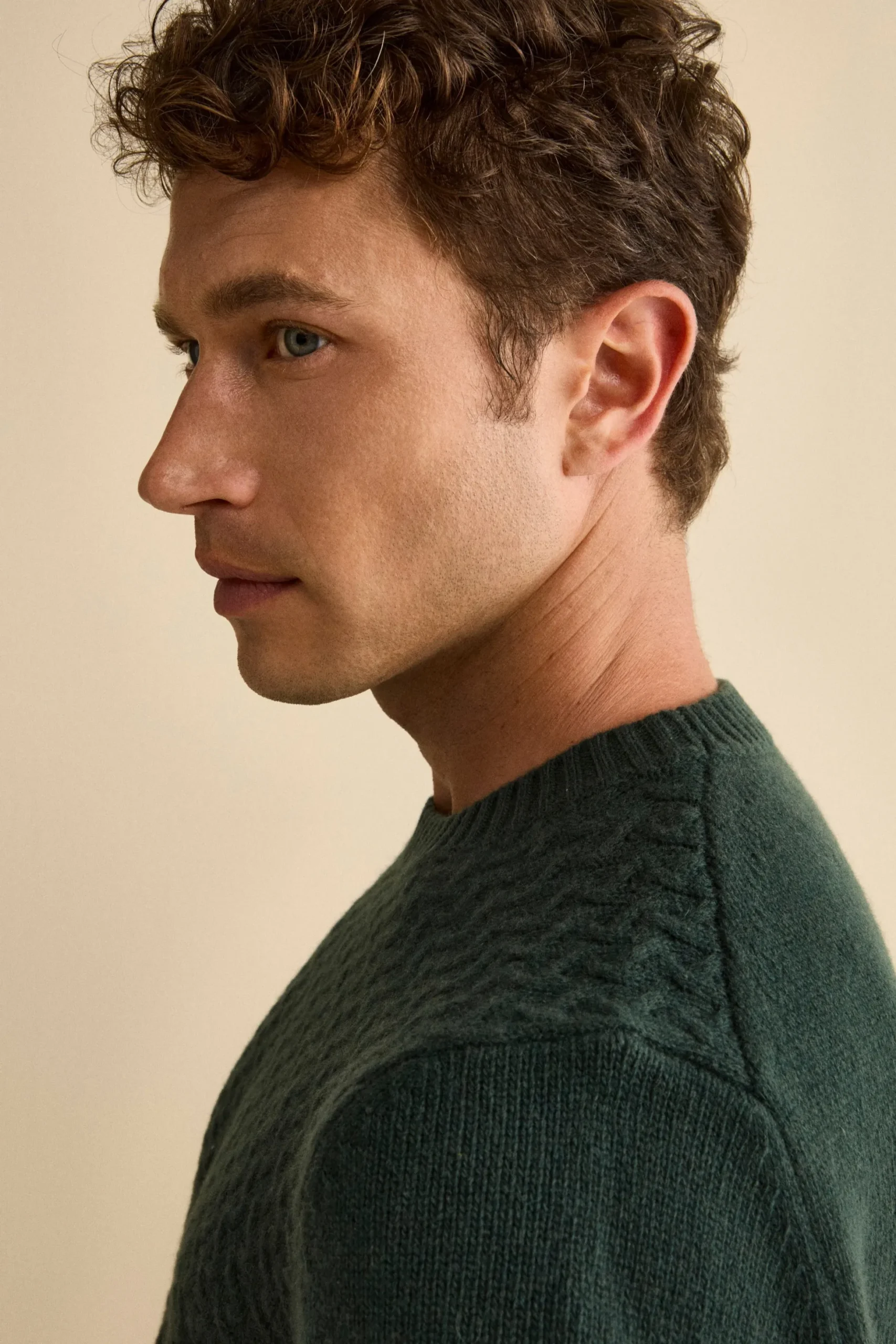 Maglia Girocollo in Lana a Trecce - VERDE