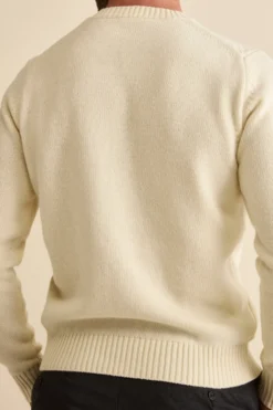 Maglia Girocollo in Lana a Trecce - LATTE