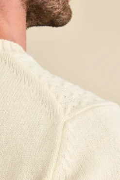 Maglia Girocollo in Lana a Trecce - LATTE