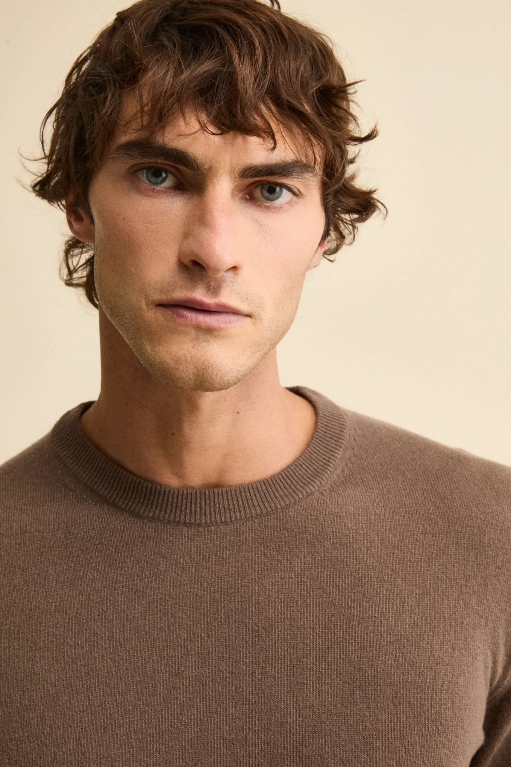 Maglia girocollo in lana - CACAO