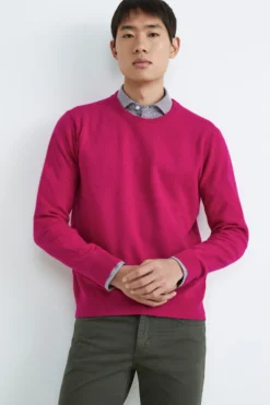 Maglia girocollo in lana - MAGENTA