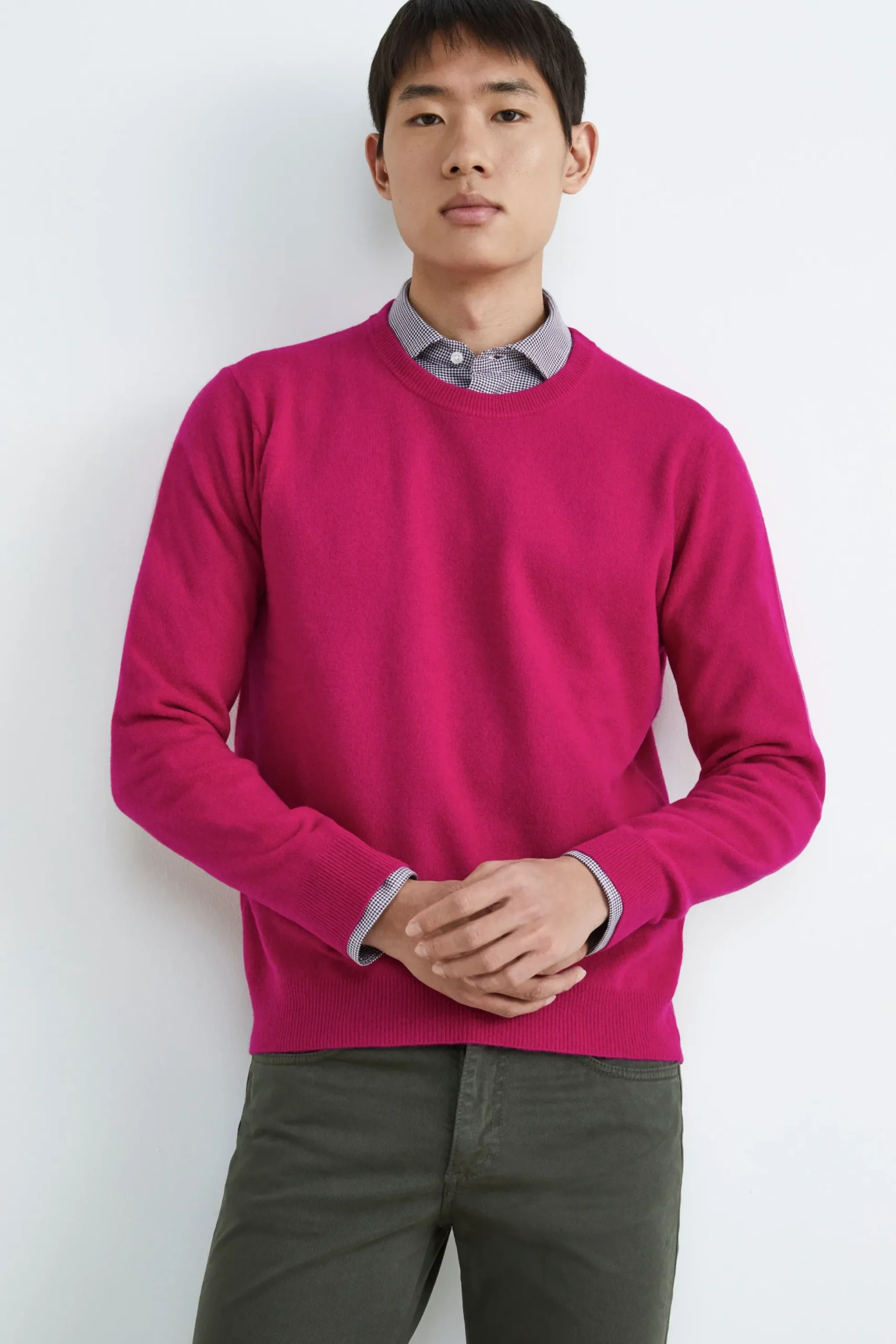 Maglia girocollo in lana - MAGENTA