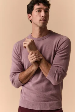 Maglia girocollo in lana - MAUVE