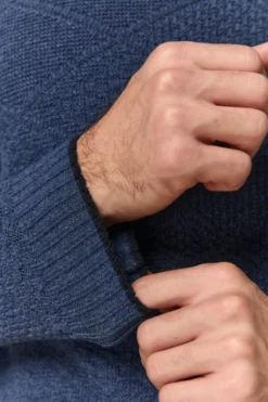 Maglia Girocollo Lavorata in Lana Merino Extrafine - JEANS