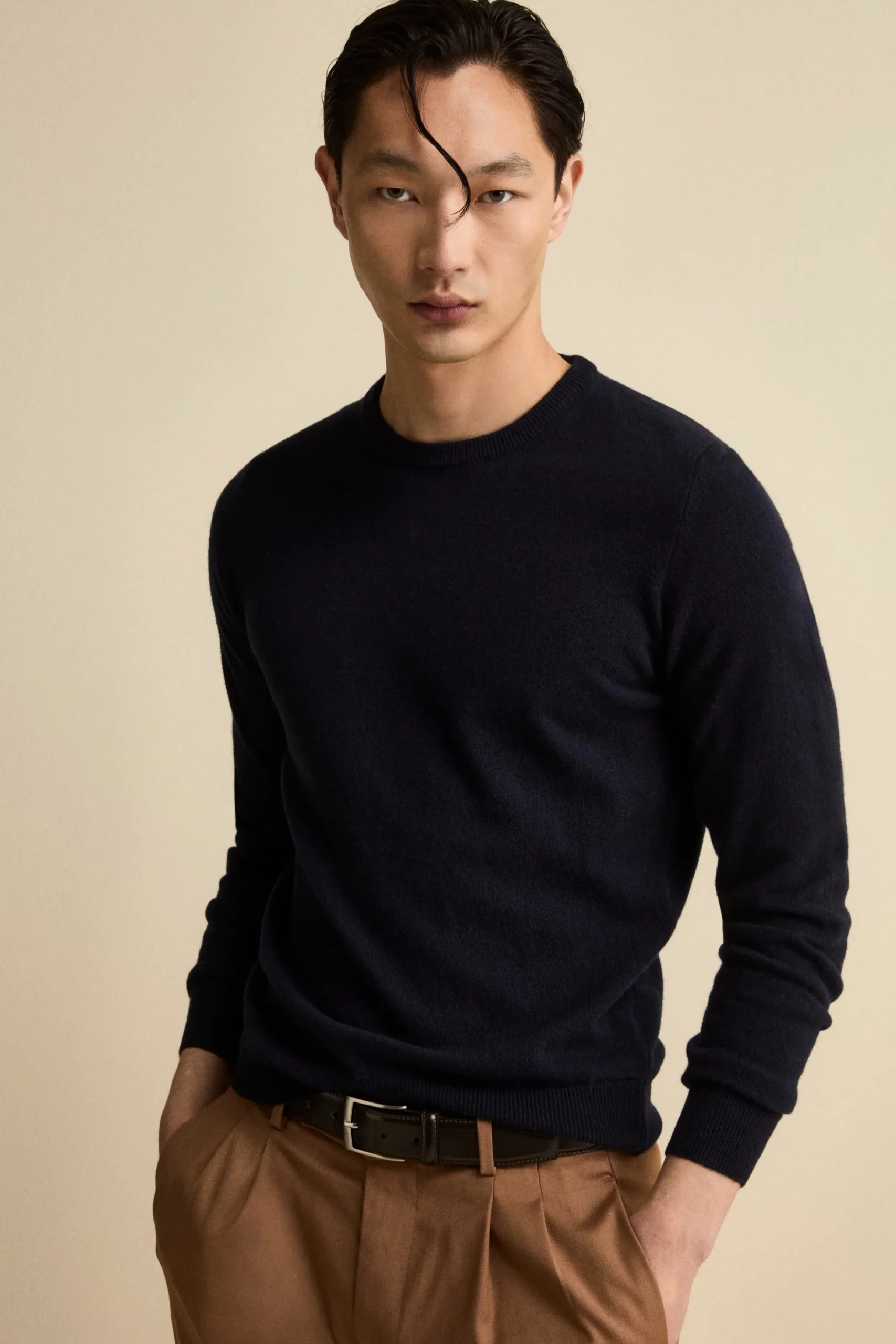 Maglia Girocollo Regular Fit in Lana Merino - BLU