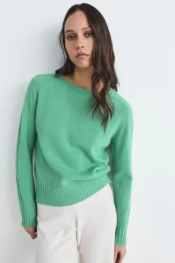 Maglia in lana e cashmere con scollo a barca - MENTA