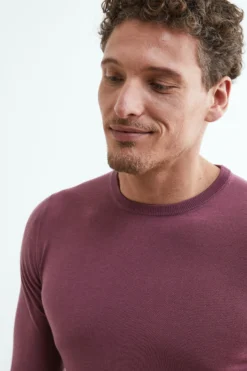 Maglia lana girocollo - BORDEAUX CHIARO