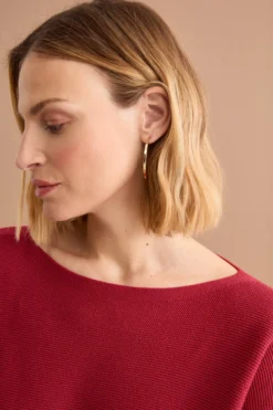 Maglia Links in Cotone con Scollo Barchetta - BORDEAUX