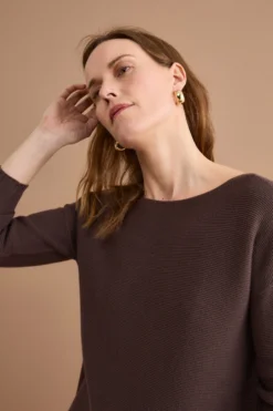Maglia Links in Cotone con Scollo Barchetta - TERRA