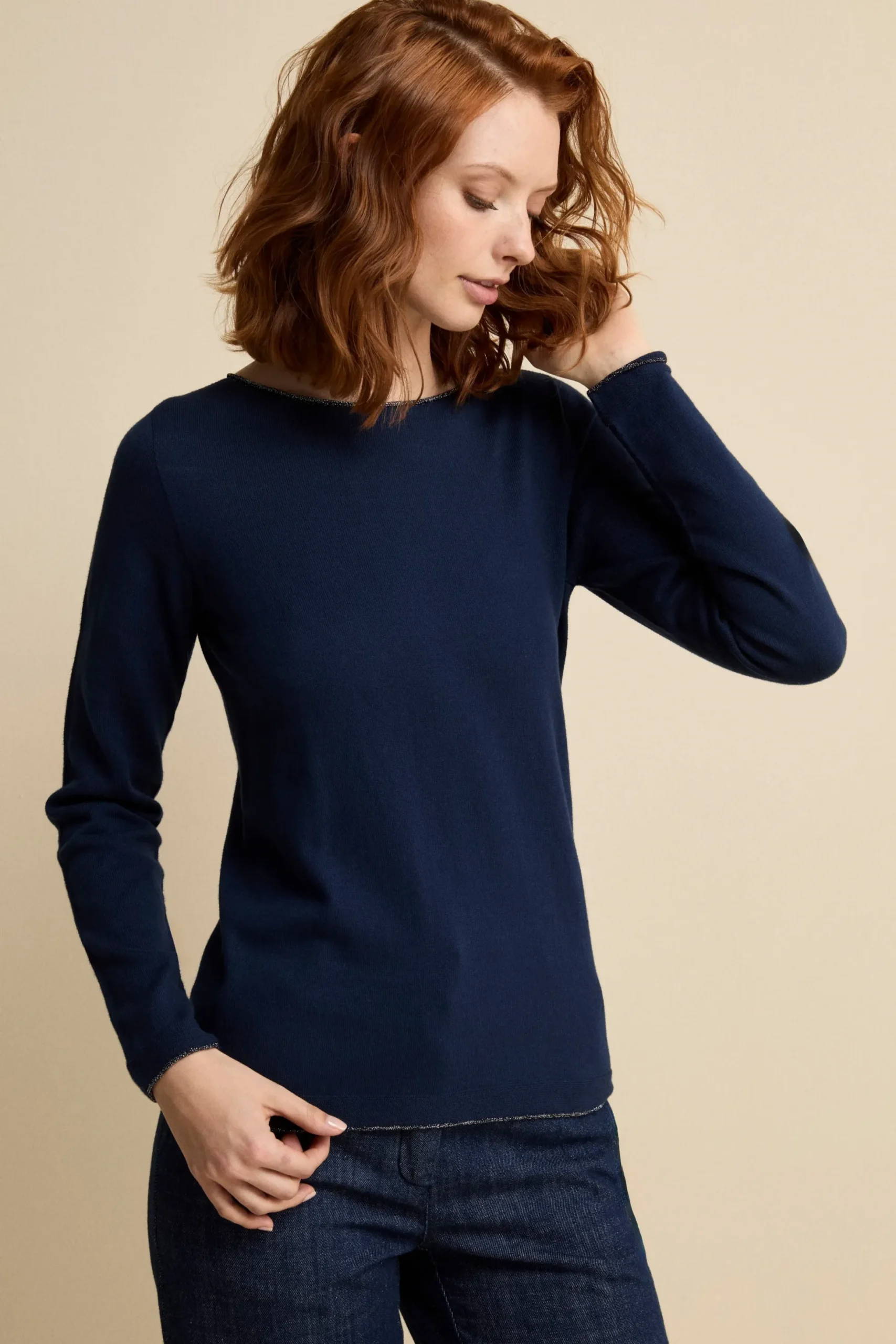 Maglia Lurex Barchetta in Cotone - BLU