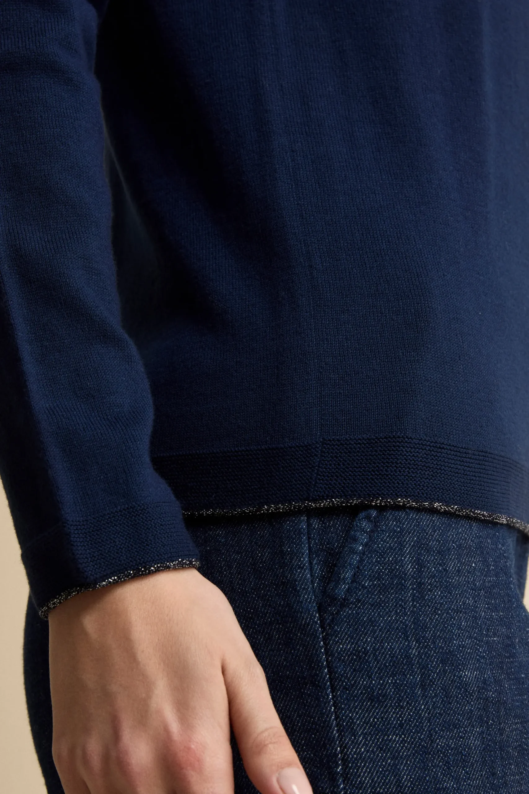 Maglia Lurex Barchetta in Cotone - BLU