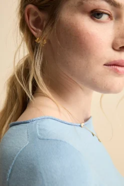 Maglia Lurex Barchetta in Cotone - AZZURRO