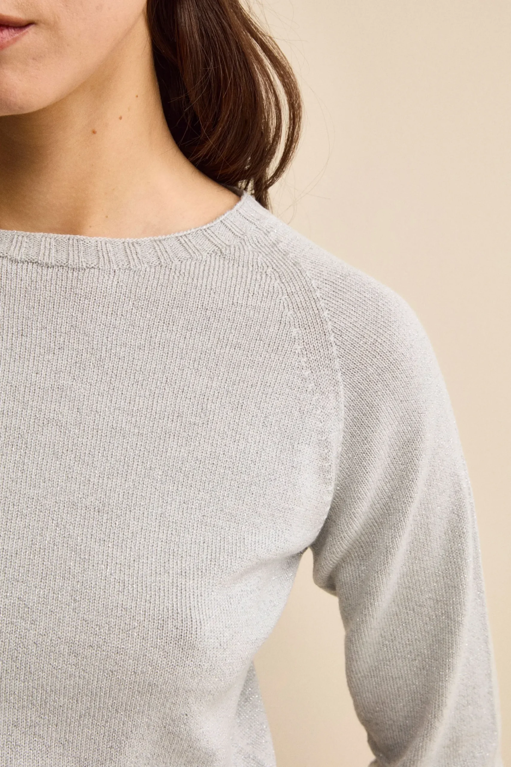 Maglia Lurex Girocollo in Lana Merino - GHIACCIO