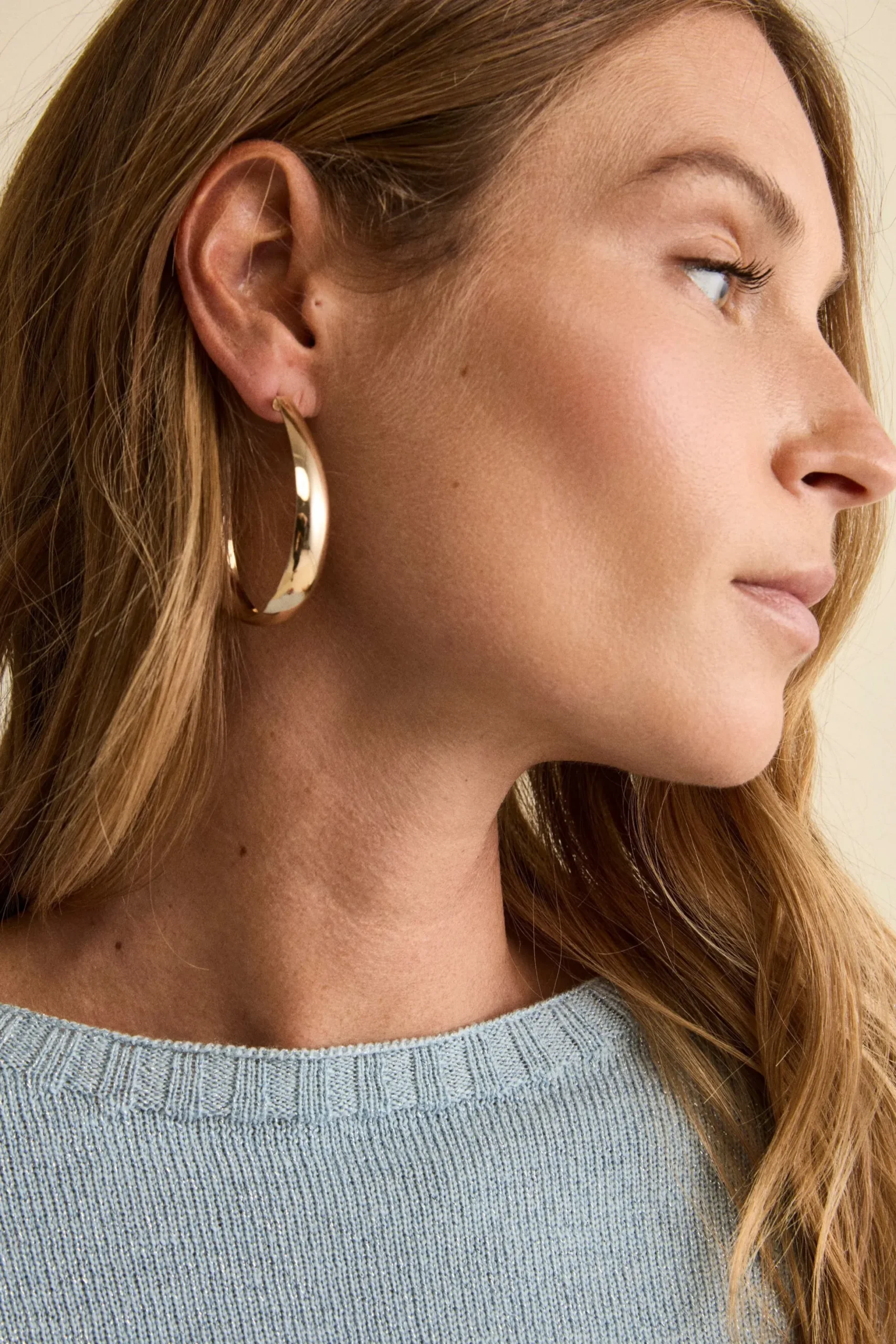 Maglia Lurex Girocollo in Lana Merino - AZZURRO