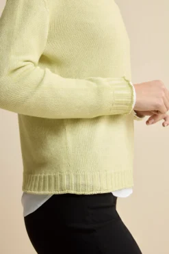Maglia Morbida Scollo a V in Cotone - LIME