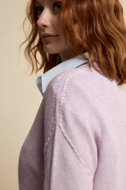 Maglia Morbida Scollo a V in Cotone - LILLA