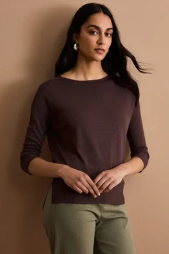 Maglia Over Barchetta con Bordi Lavorati - TERRA
