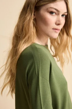 Maglia Over Barchetta con Bordi Lavorati - KAKI
