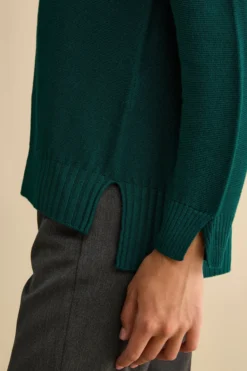 Maglia Over Scollo a V in Lana Merino - VERDE