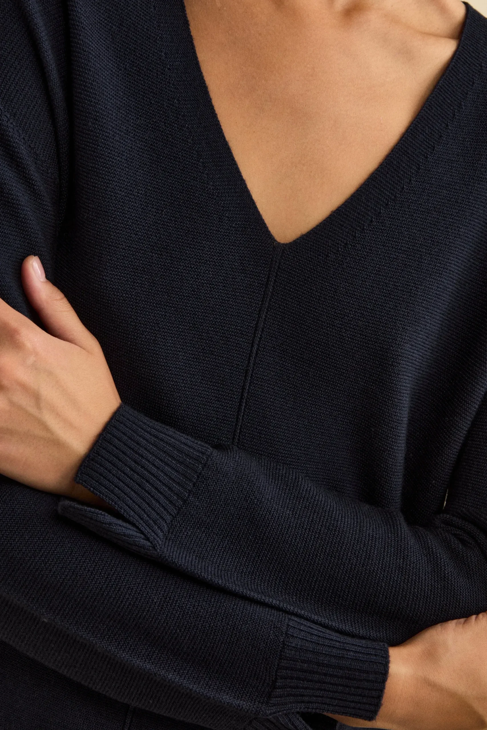 Maglia Over Scollo a V in Lana Merino - BLU