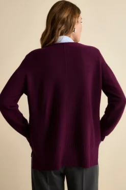Maglia Over Scollo a V in Lana Merino - PRUGNA