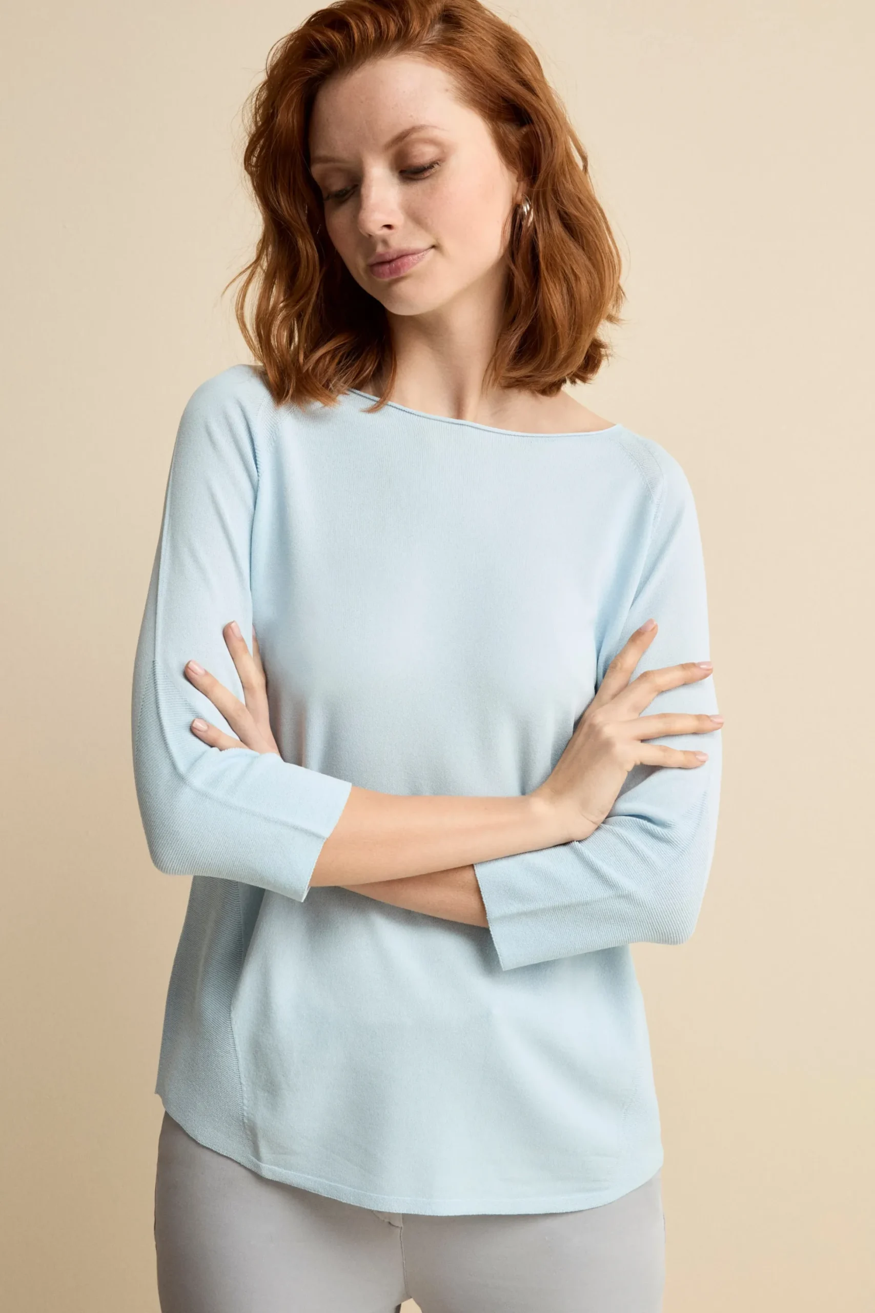 Maglia scollo a barchetta - AZZURRO